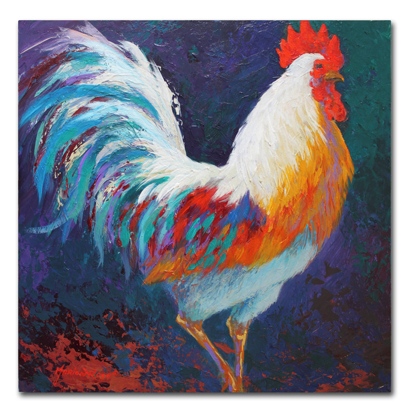 'Rooster' Print on Wrapped Canvas, 14" H x 14" W