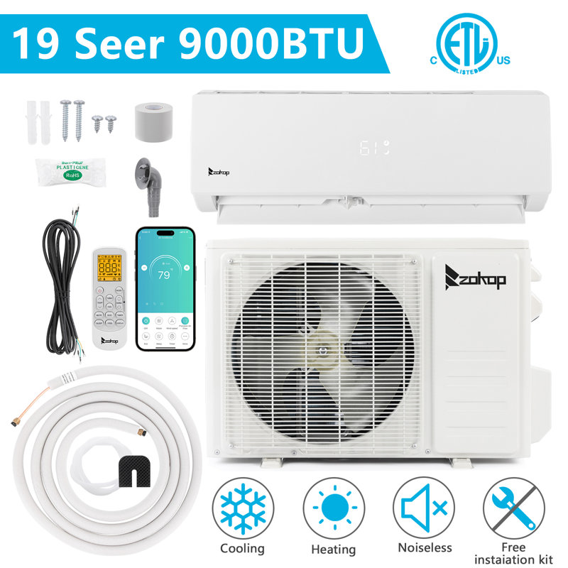 Winado 9000 BTU Wi-Fi Connected Ductless Mini Split Air Conditioner for 450 Square Feet with Heater and Remote Included