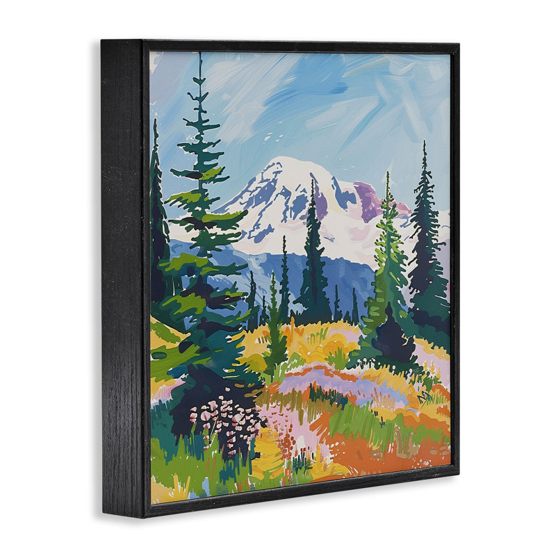 Giclée de paysage paisible de la vallée de la montagne, design par Walker Noble, Giclée encadrée noir minuit
