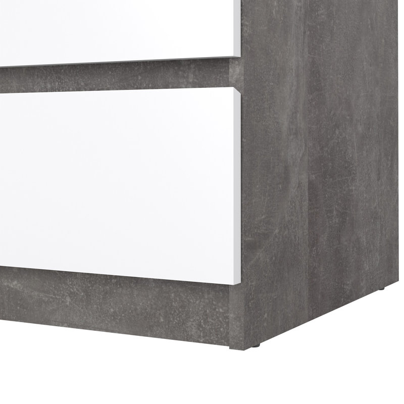 Caton 3 - Drawer Chest of Drawers, Concrete/White High Gloss