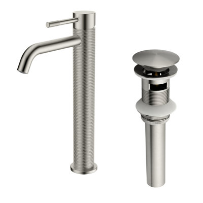 Robinet de salle de bain moderne surélevé à poignée simple avec décor géométrique