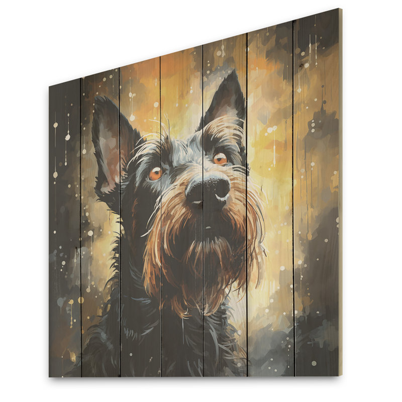 Scottish Terrier Splendor I - chien, art mural sur bois de pin naturel, H 36 po x l 36 po