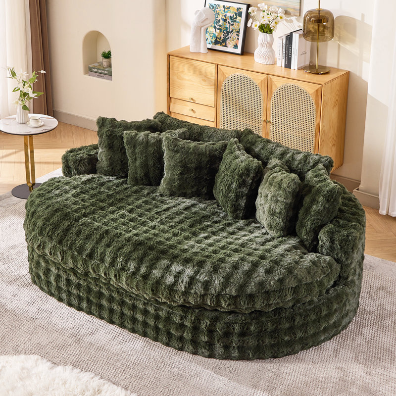 Méridienne rembourrée surdimensionnée de 83 pouces, canapé-lit à compression moderne moelleux, Vert