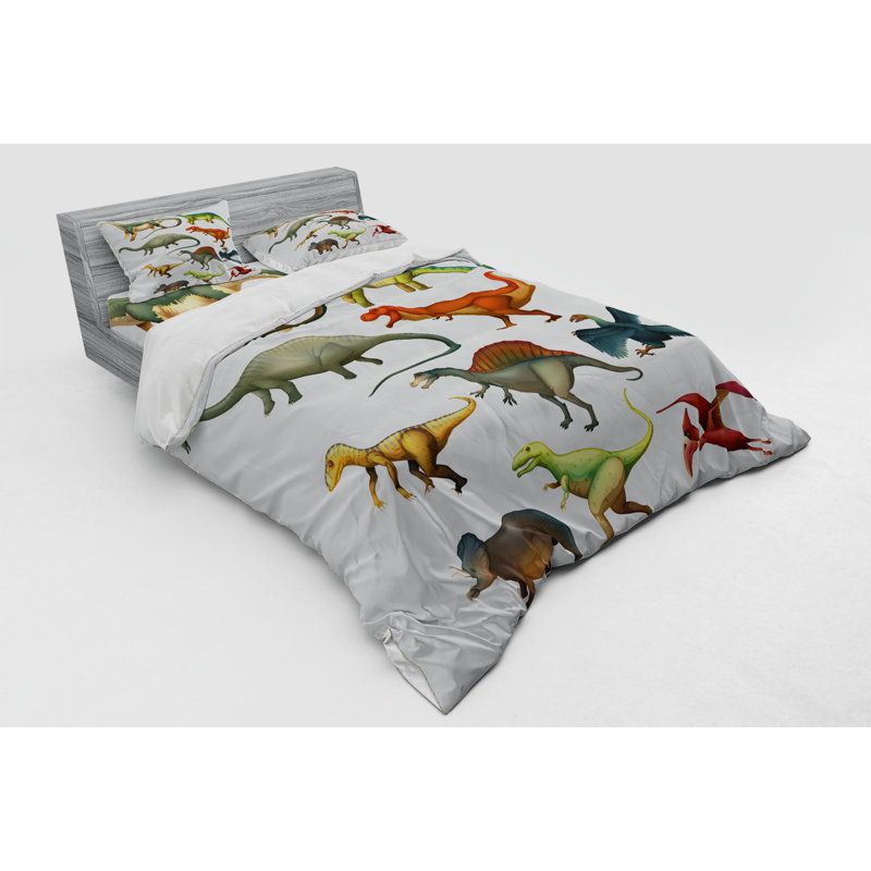 Dinosaur Quilt Set, Queen Duvet Cover + 3 Additional Pieces