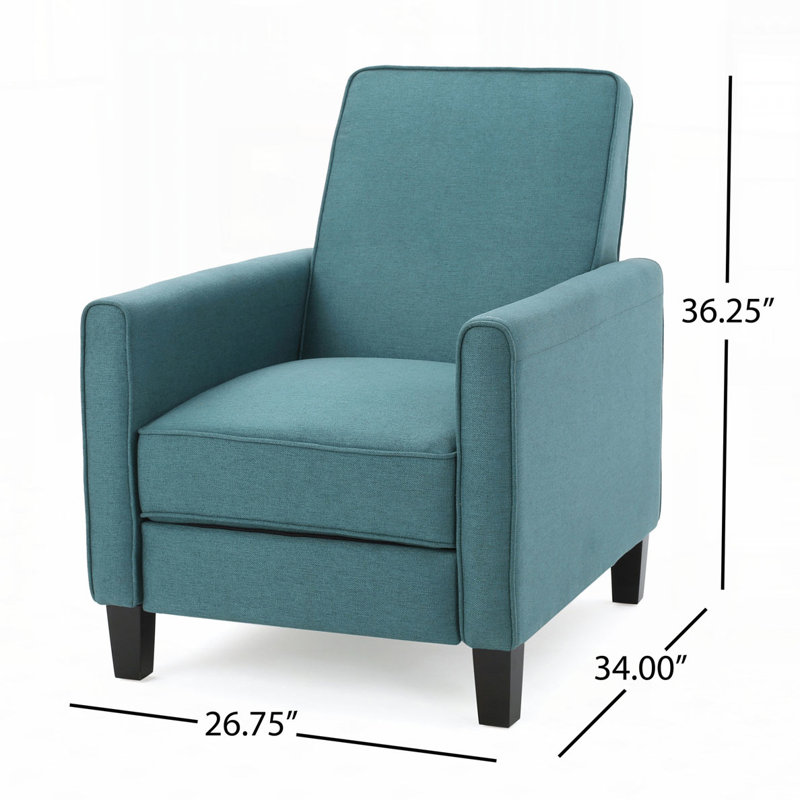 Push Back Manual Recliner Chair, Teal