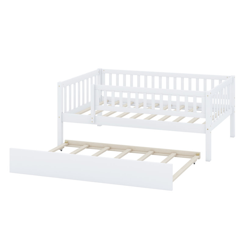 Lit de jour avec couchette et barrière de sécurité, Blanc