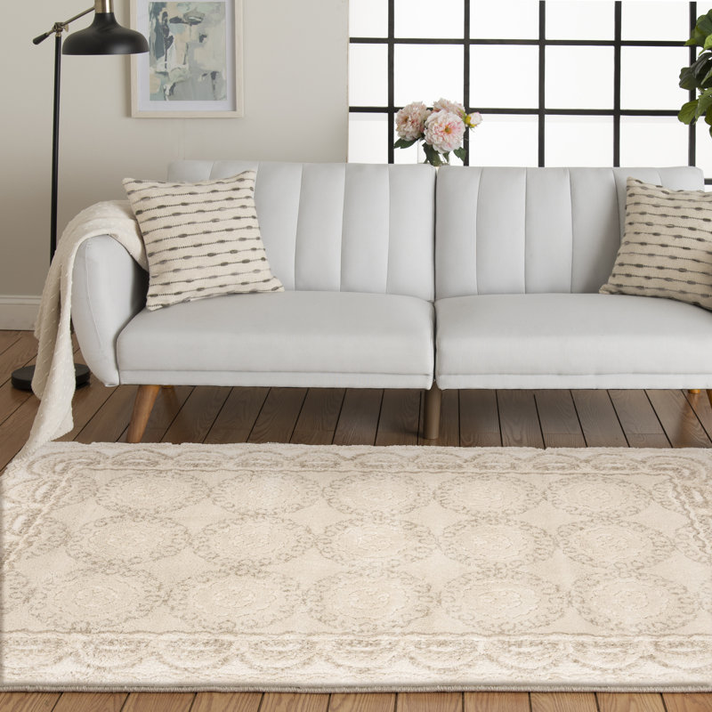 Tapis d'intérieur en polyester beige Bungalow Bungalow Plath Shelby, Rectangle 4 pi 11,1 po x 7 pi 6,6 po