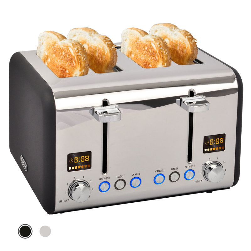 UKOOL 4 Slice Stainless Steel Bread Toaster, Black