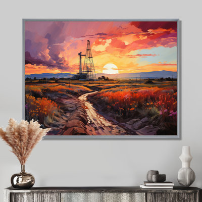 «Orange Oil Rigs», installation sur toile