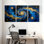 Abstrait galaxie dorée abstraite, nuit étoilée, ensemble de 3 impressions sur toile