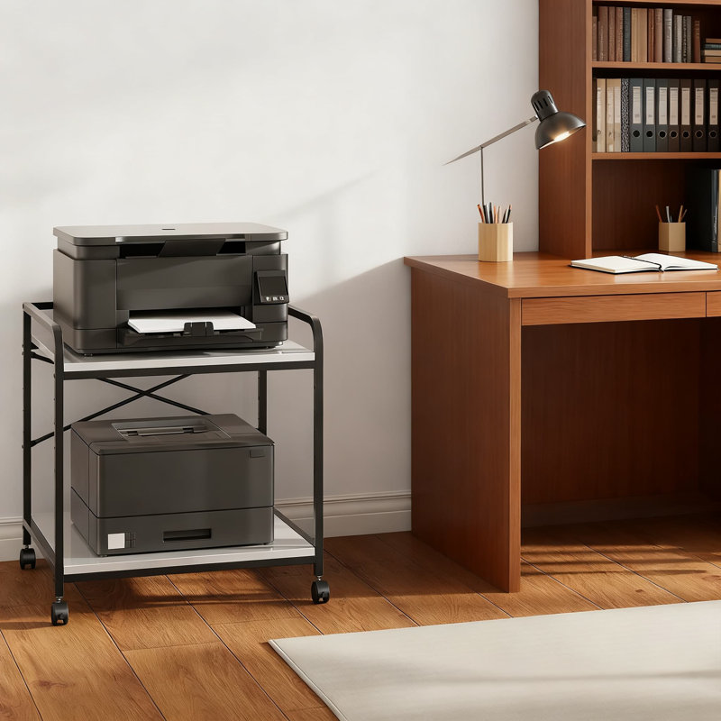 Heavy-Duty Under Desk Printer Stand With Adjustable Storage Shelf, Rolling Printer Cart With Locking Wheels For Home Office, 3D And Laser Printers