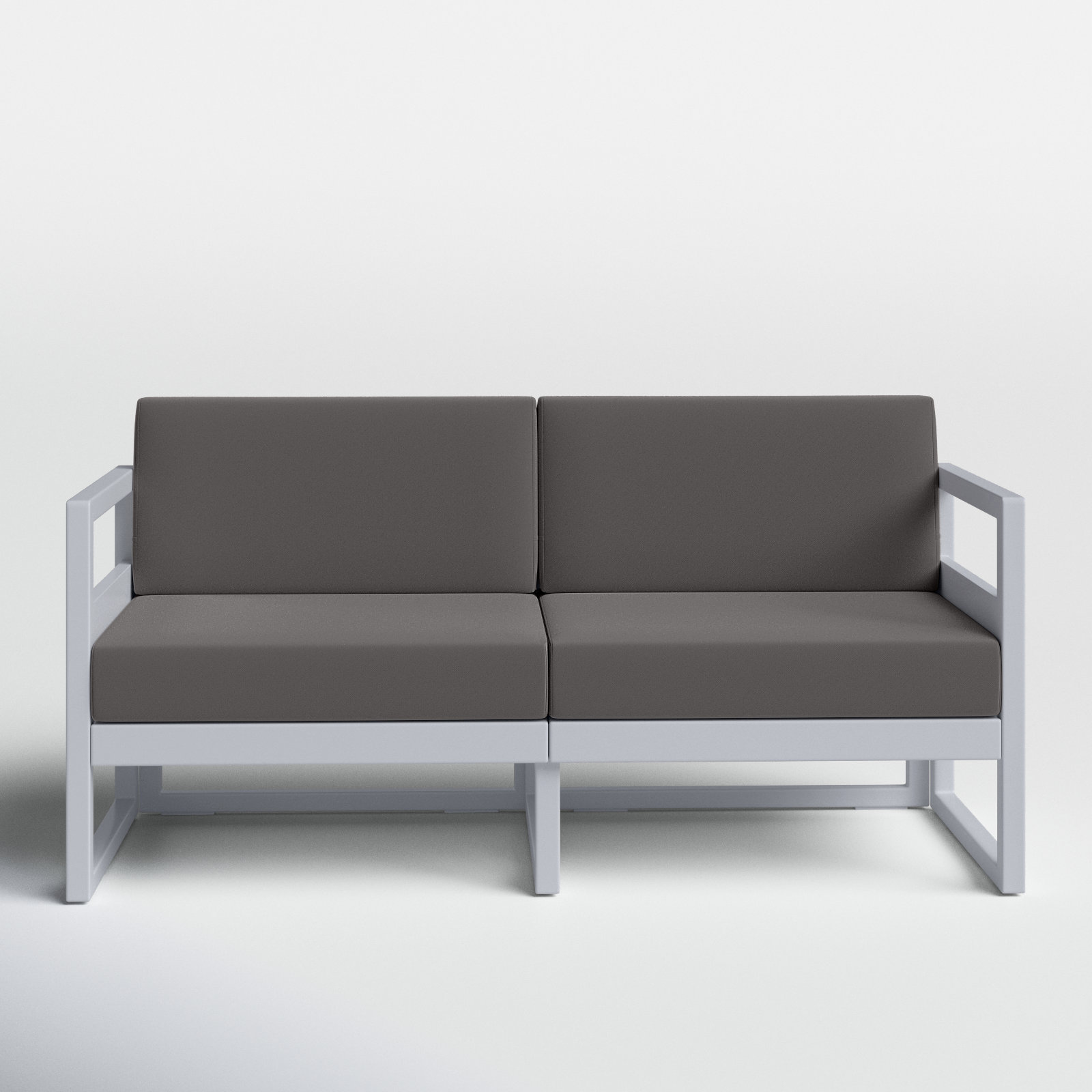 Lane 58'' Wide Straight Loveseat with Cushions, White, Charcoal