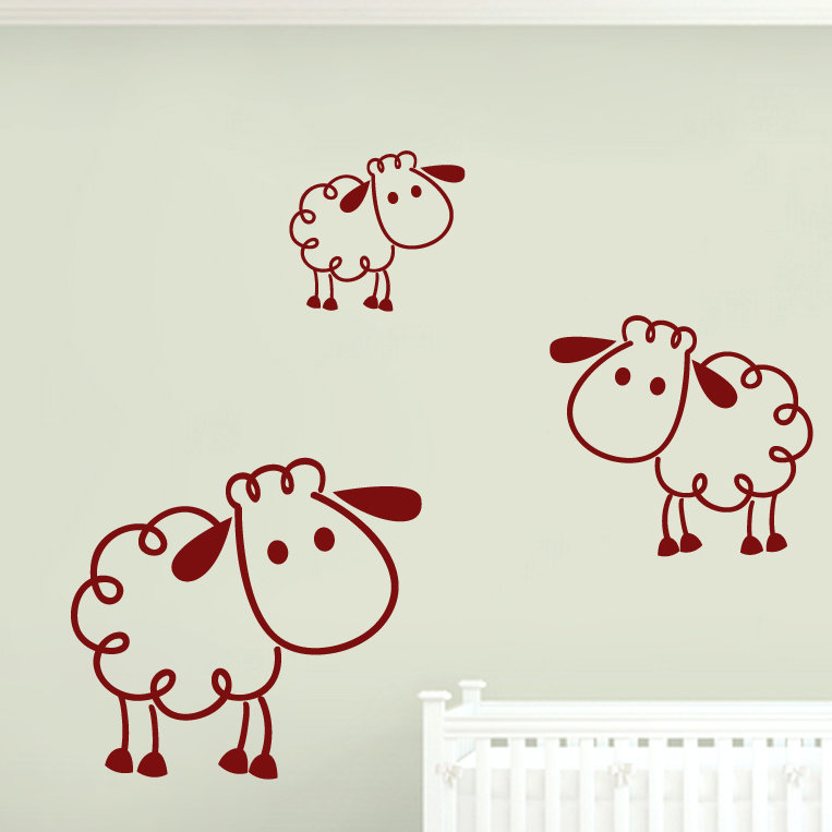 Ensemble de 3 décalcomanies murales pour moutons, Canneberge