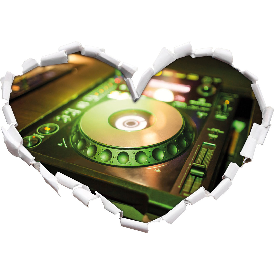 East Urban Home Wandaufkleber Grün beleuchteter DJ-Plattenspieler Größe: 43,5 cm H x 62 cm B x 0,02 cm T
