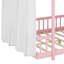 Un lit plateforme avec une structure en forme de maison, un ciel de lit transparent et des lumières scintillantes crée un refuge douillet pour les enfants.-136777992-136778006