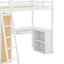 Lit mezzanine simple avec échelle, tablettes et bureau