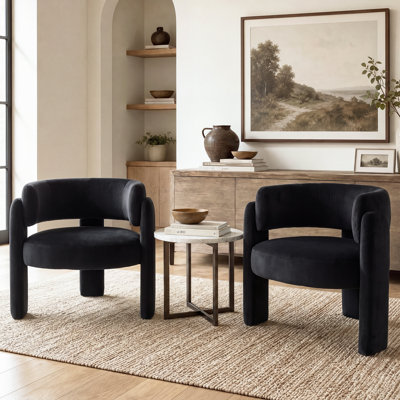 Fauteuil d'appoint rembourré en velours de 33 po de largeur