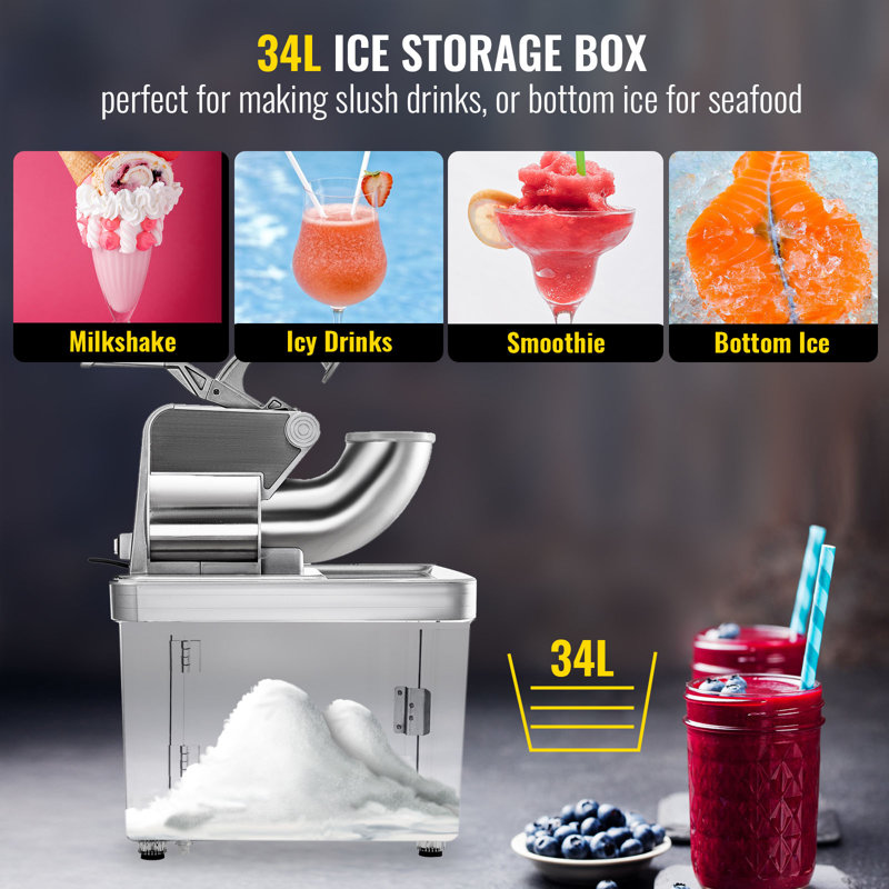 Commercial Stainless Steel Snow Cone Maker with Large Capacity