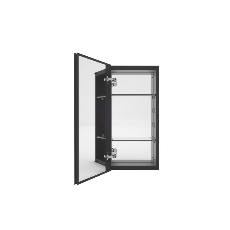 Miroir d'armoire à pharmacie noir mat l 12 po x H 24 po Flicker, Noir mat, H 24 po x l 12 po x P 4 po