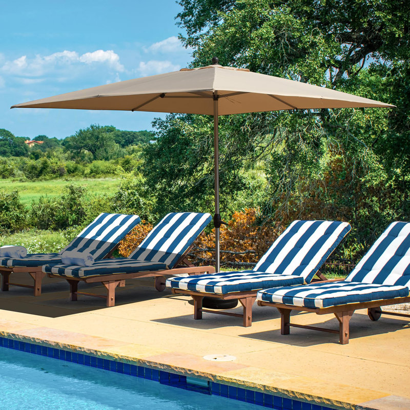 Parasol de patio rectangulaire avec manivelle (base non incluse), Beige