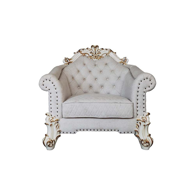 Fauteuil capitonné H 48 po Haskard, Mélange de polyester blanc, Blanc