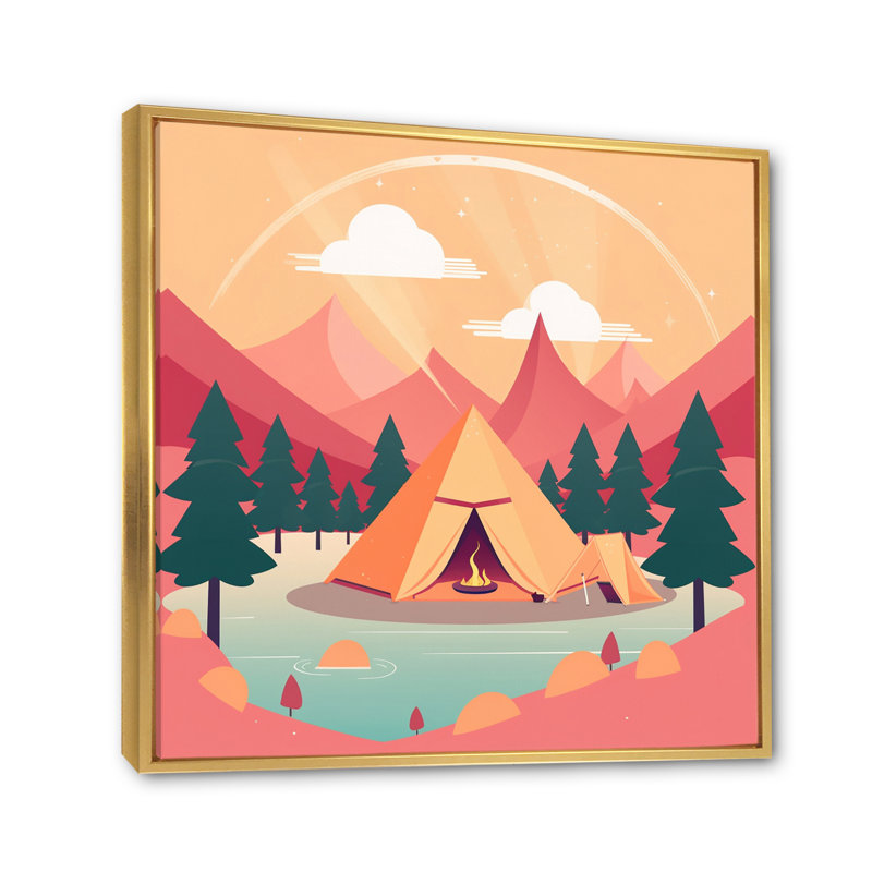 Nature's Camp sur toile, H 24 po x l 24 po x P 1 po, Cadre flottant doré