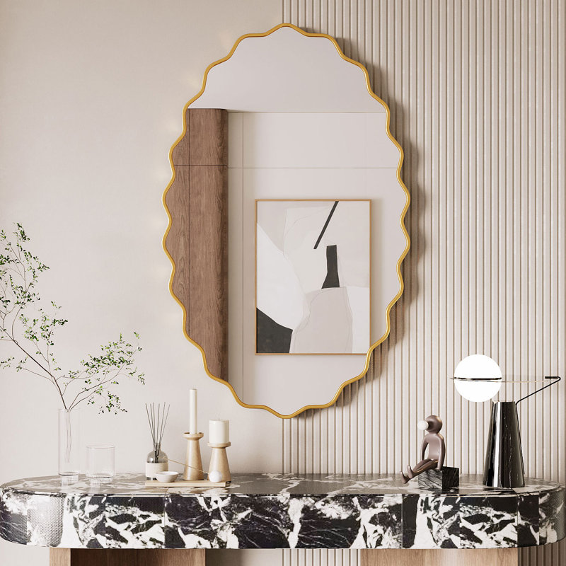 Miroir mural irrégulier irrégulier, Doré, 48 po x 30 po