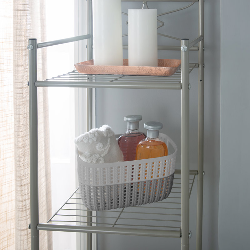 Panier décoratif en plastique, Gris, H 7 po x l 9,4 po x P 4,8 po, 1