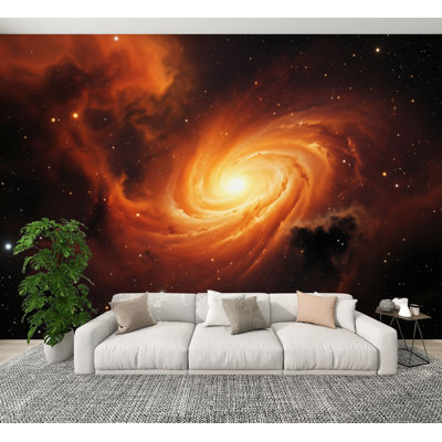 Peel and Stick Wallpaper Fiery Spiral Galaxy Glowing Stars Cosmic Dust Wall Murals 100"H x 144"W Removable PVC Wall Paper Self-Adhesive Wall Decor for Nursery Kids Bedroom Living Room Home Office