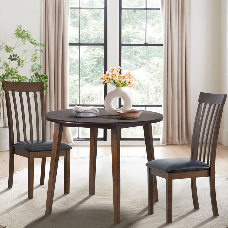 Layce Extendable Round Solid Wood Dining Table, Light Brown