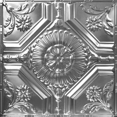 American Tin Ceilings 2 pi x 2 pi (24 po x 24 po) panneaux muraux et tuiles cloutées de plafond - Diamants floraux (ensemble de 5 - couvre 20 pieds carrés)