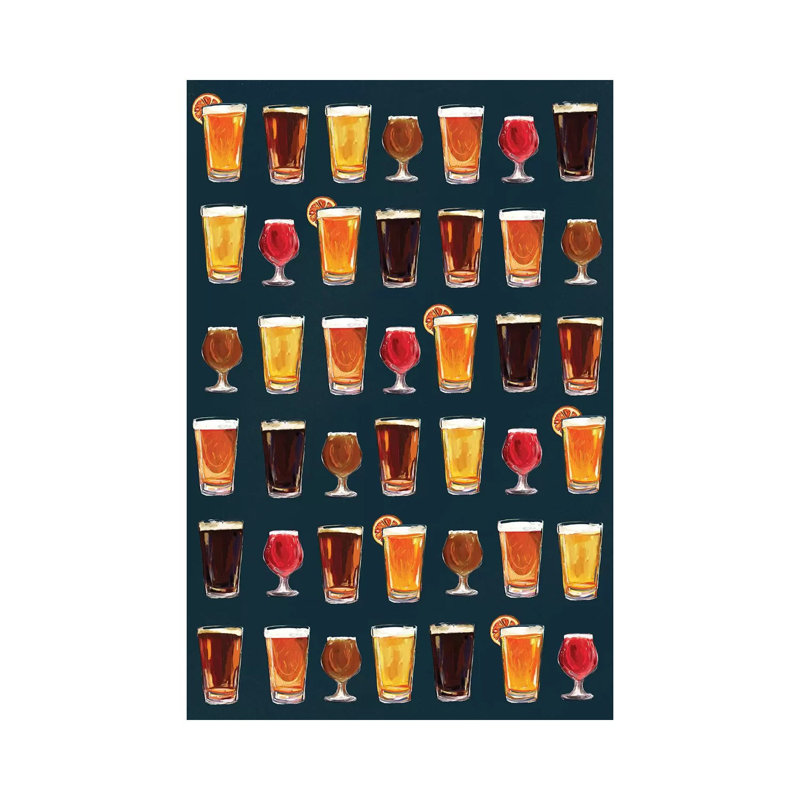 Craft Beer Pattern Dark - Wrapped Canvas Painting, 30.48cm H x 20.32cm W x 1.91cm D