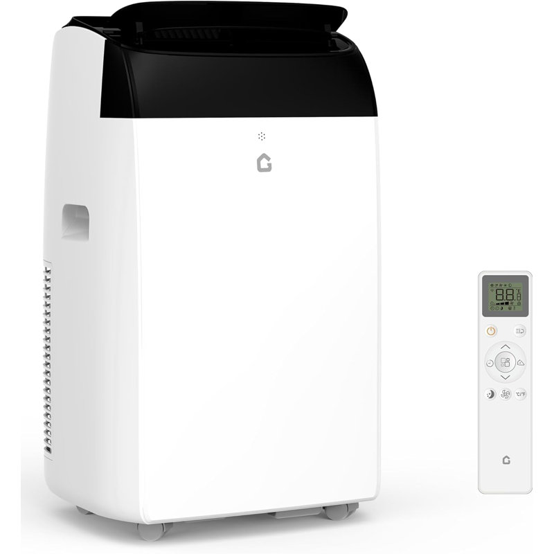 Climatiseurs portatifs de 12 000 BTU avec couvercle noir, fonctions de refroidissement, de déshumidification et de ventilation, idéaux pour les pièces de taille moyenne, mode silencieux, minuterie 24 heures et installation facile