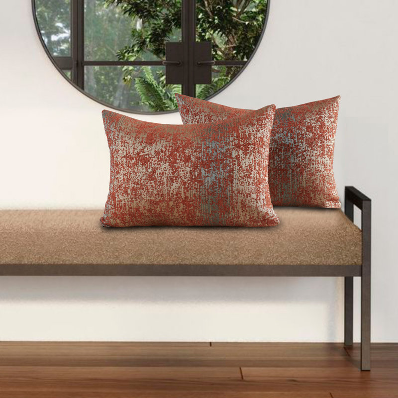 2 pièces de coussins décoratifs en chenille jacquard , Orange