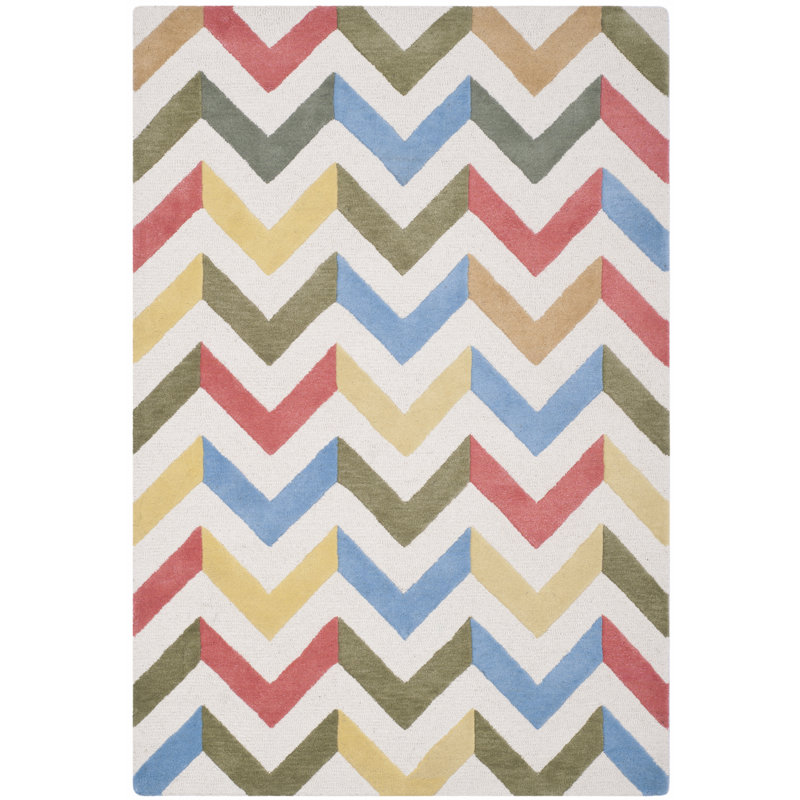 Ellicott Hand Tufted Wool Chevron Rug, Rectangle 4' x 6'