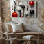 Toile, composition abstraite visuellement frappante avec un arrangement vertical d'art mural, formes géométriques variées, y compris art mural sur toile-258552944