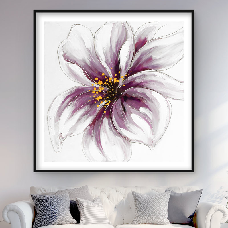 Orchidée mauve - reproduction encadrée mate pour décor de salle de bain, H 48 po x l 48 po, Noir