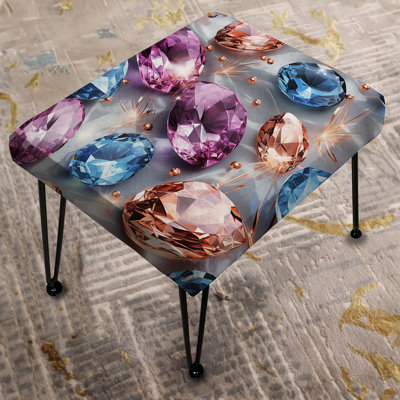 Pink And Blue Crystal Glamour Brilliance - Glam Rectangle Ottoman