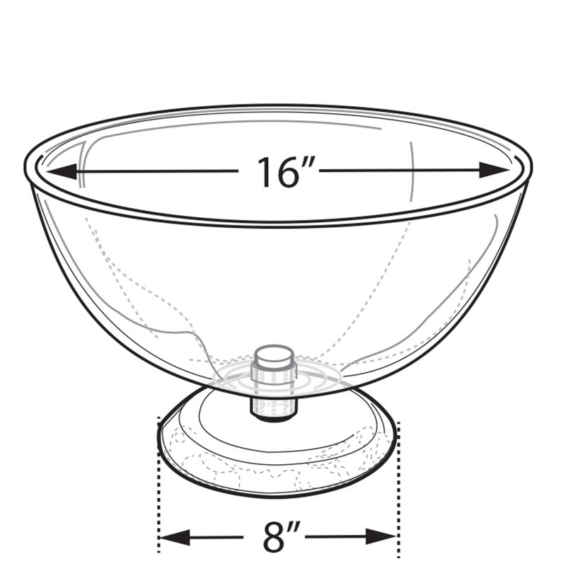 Présentoir de comptoir à bol simple 16 po, H 10,5 po x l 16 po x P 16 po
