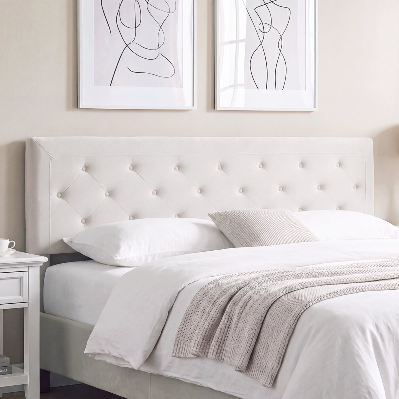 Tête de lit capitonnée, King, Beige, Velvet