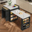Armoire décorative, console d'îlot extensible avec tiroirs, armoire à deux portes et tablettes ouvertes