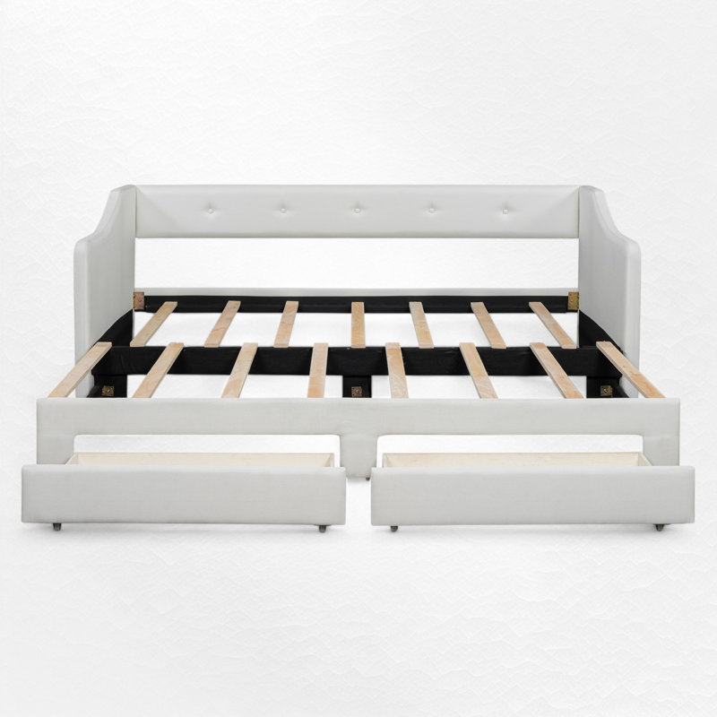 Lit de jour rembourré avec couchette, Beige