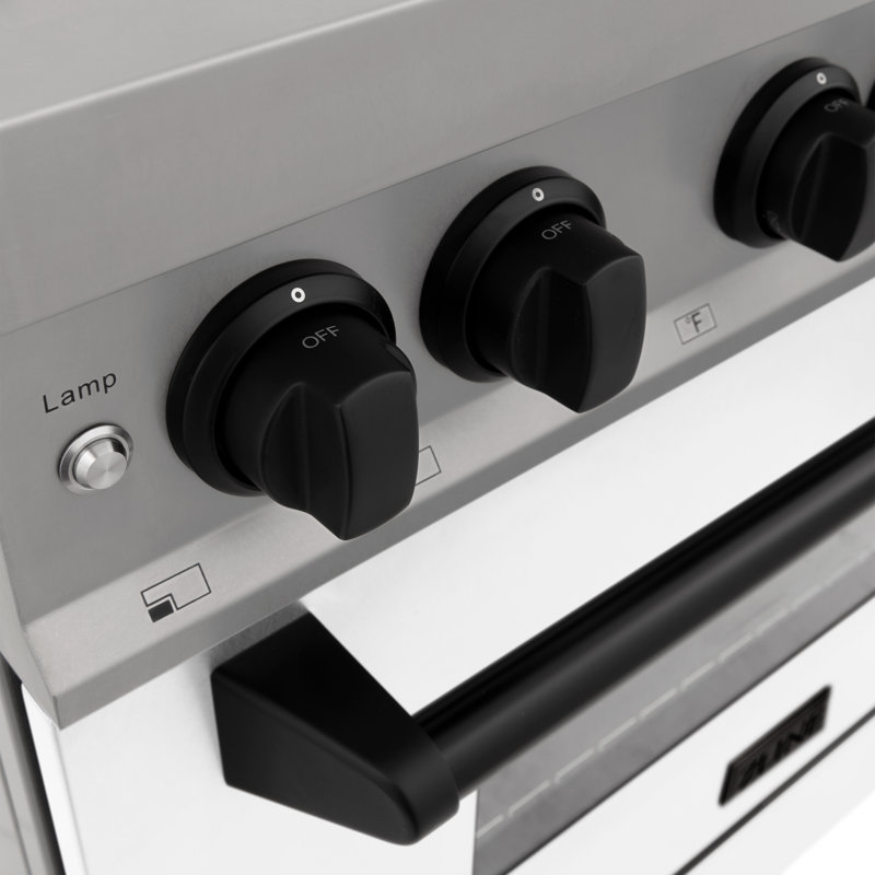 ZLINE Autograph 30" Legacy Dual Fuel Range w/ 4 Burners & White, Matte Black 