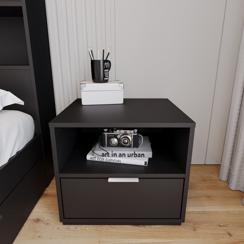 Leika 1 - Drawer Nightstand, Black