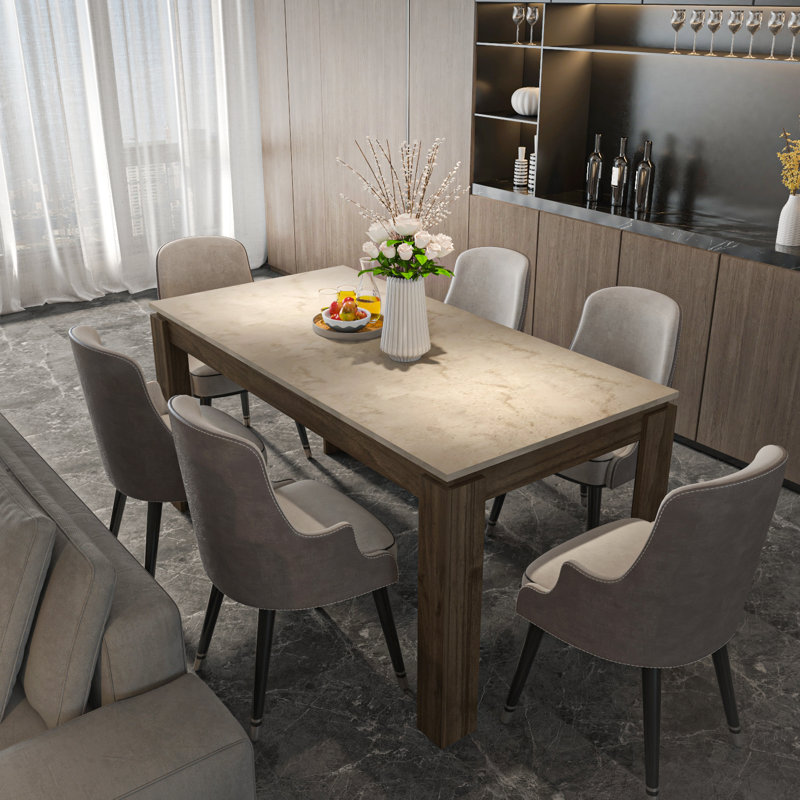 Halley 160cm W x 80cm D Rectangular Dining Table, Walnut/Traverter