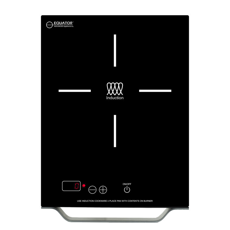 11" Portable One-Burner Induction Cooktop LIGHT AlumInum Handle 110V, Black