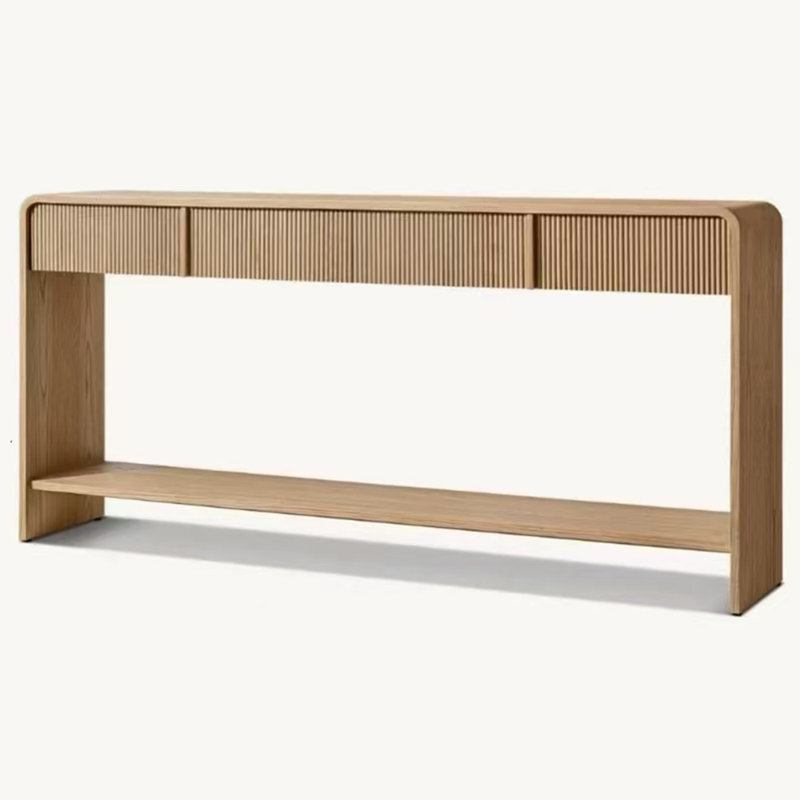 Console américaine simple de style rétro, H 33,9 po x l 70,9 po x P 13,8 po, Bois naturel