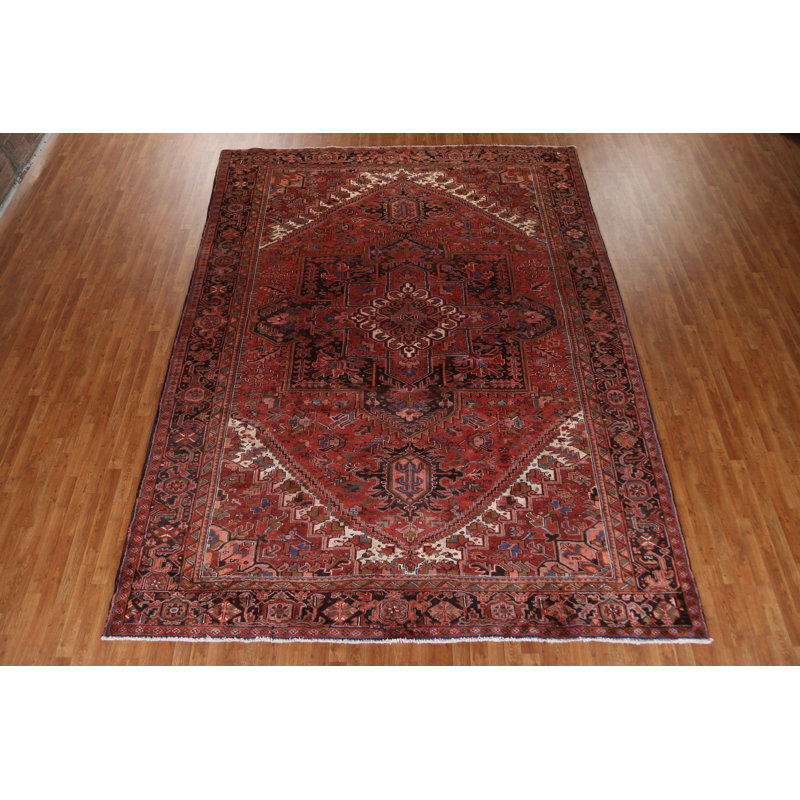 Tapis unique en laine noué à la main de style années 1970 de 9 pi 11 po x 12 pi 10 po Sadirah 1970S