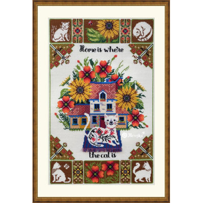 Trousse de broderie au point de croix comptée « Home Is Where the Cat Is » de Merejka K-220