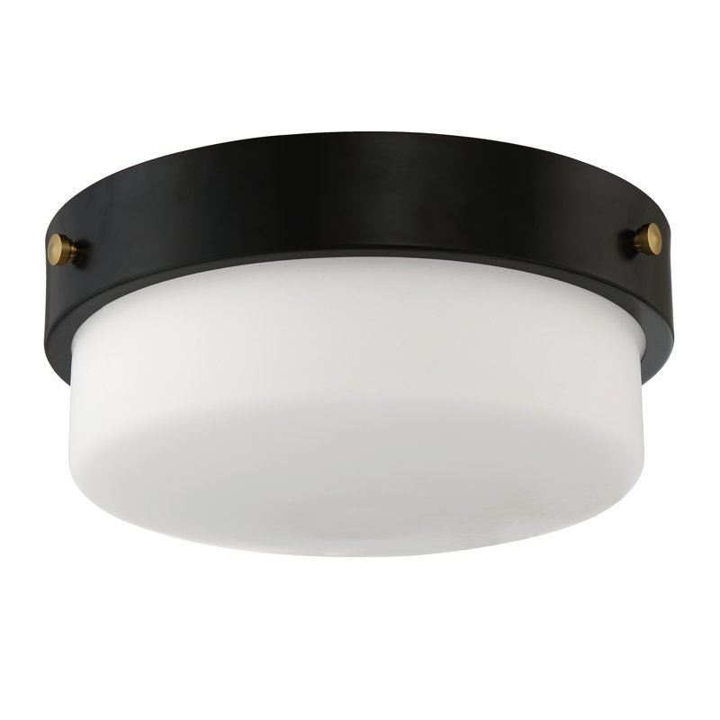 Glass Flush Mount, Black, 6" H x 13" W x 13" D